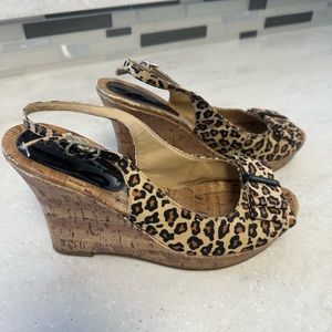 Unissued Leopard Print Cork Wedges size 6.5
